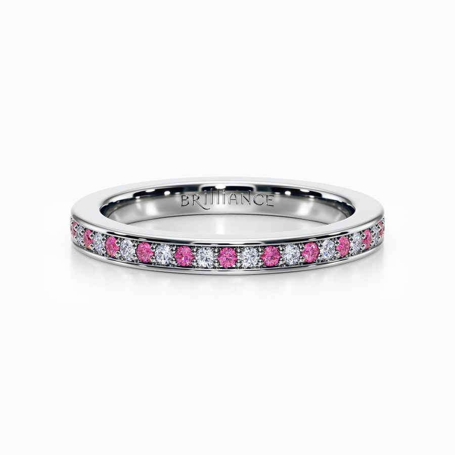 Pink Sapphire And Diamond Eternity Ring In White Gold
