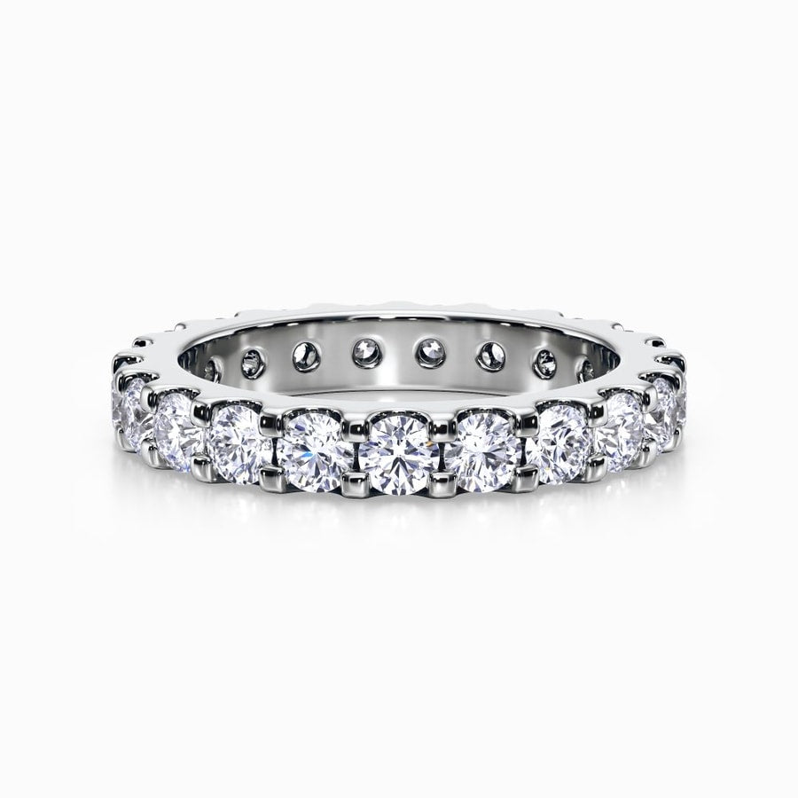 Scalloped Diamond Eternity Ring In White Gold (1.98 Carat)