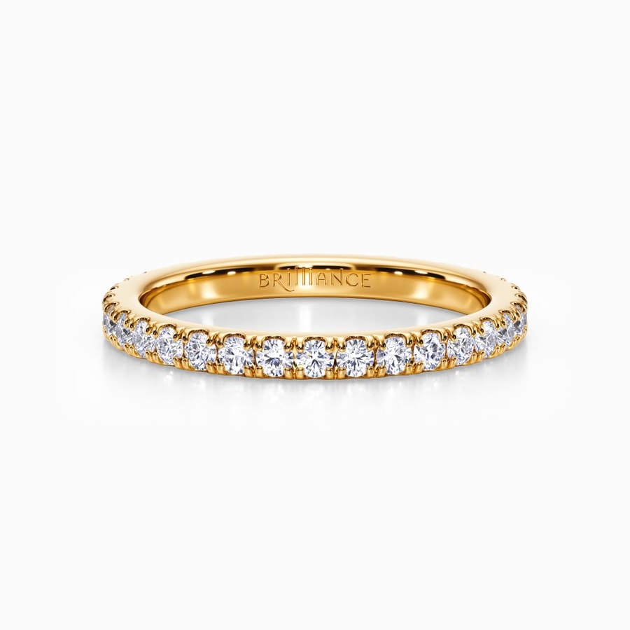 Petite Pave Diamond Eternity Ring In Yellow Gold (0.83 Carat)