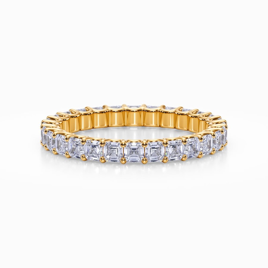 Asscher Cut U Prong Eternity Band In Yellow Gold (1.98 Carat)