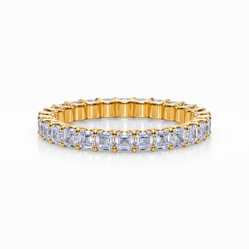Asscher Cut U Prong Eternity Band In Yellow Gold (1.98 Carat)