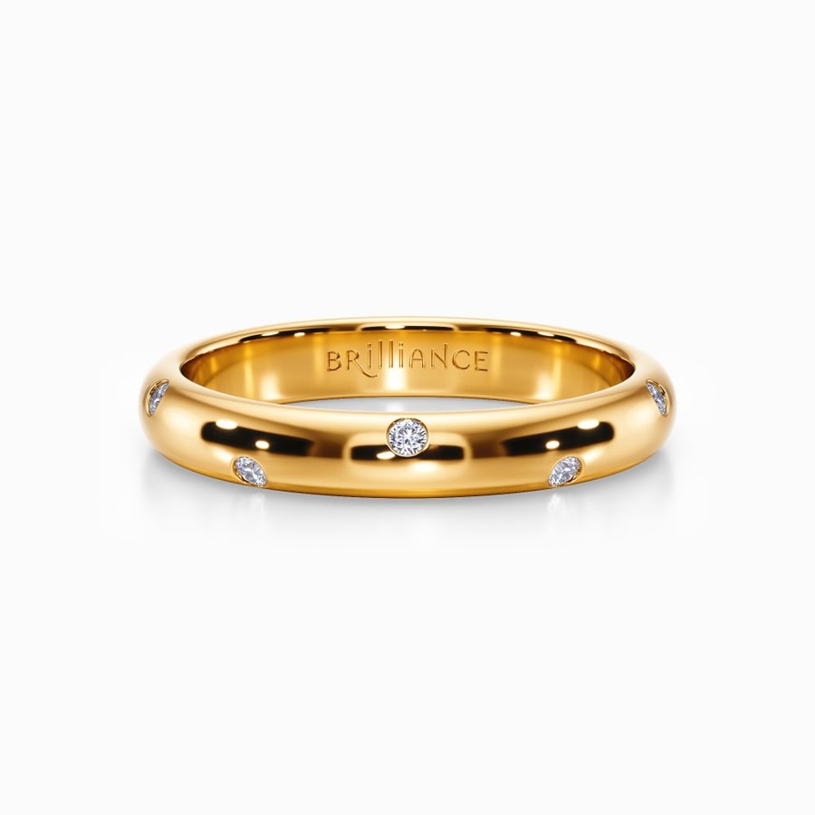 Inset Diamond Wedding Ring in Yellow Gold (3 mm)
