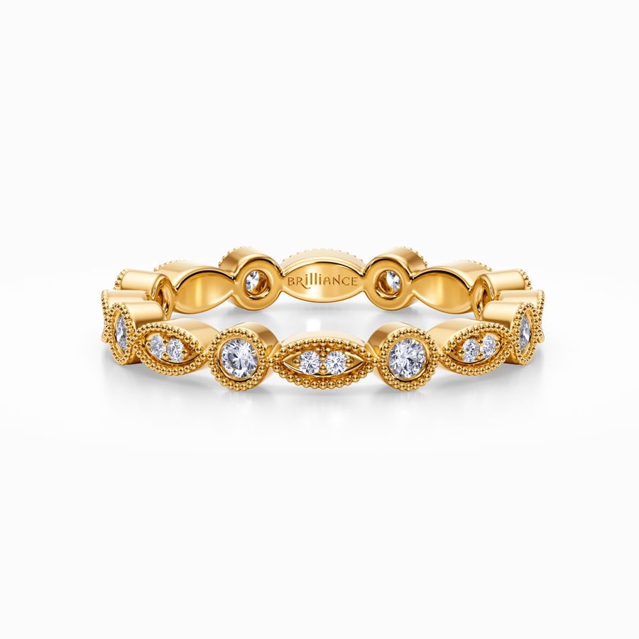 Vintage Edwardian Diamond Eternity Band In Yellow Gold