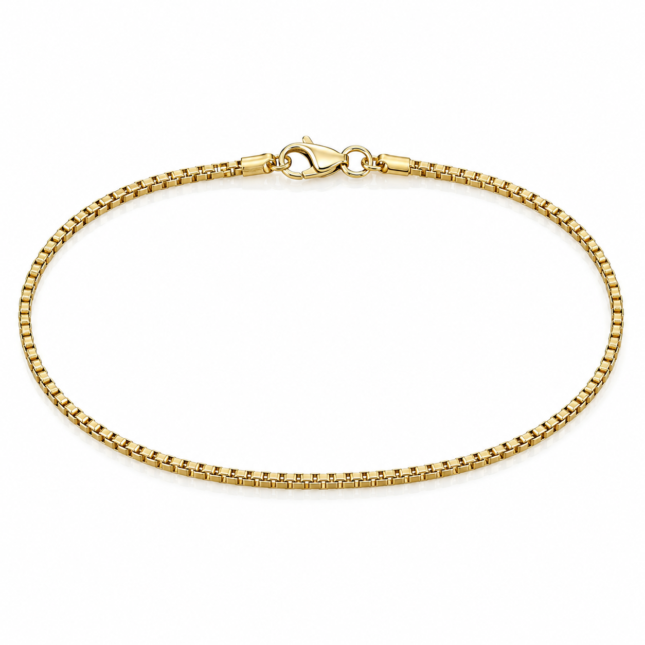 14K Gold Box Link Anklet