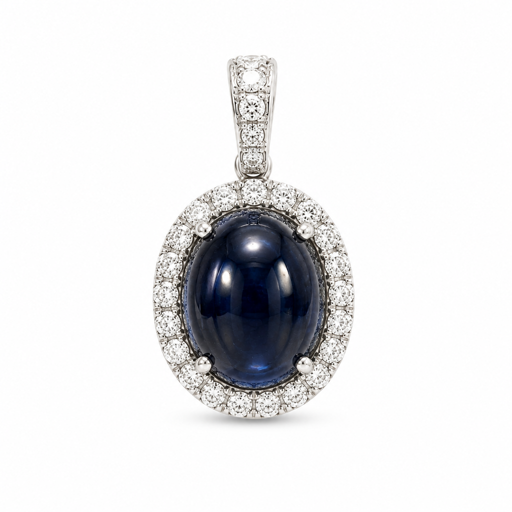 Cabochon Sapphire Diamond Pendant