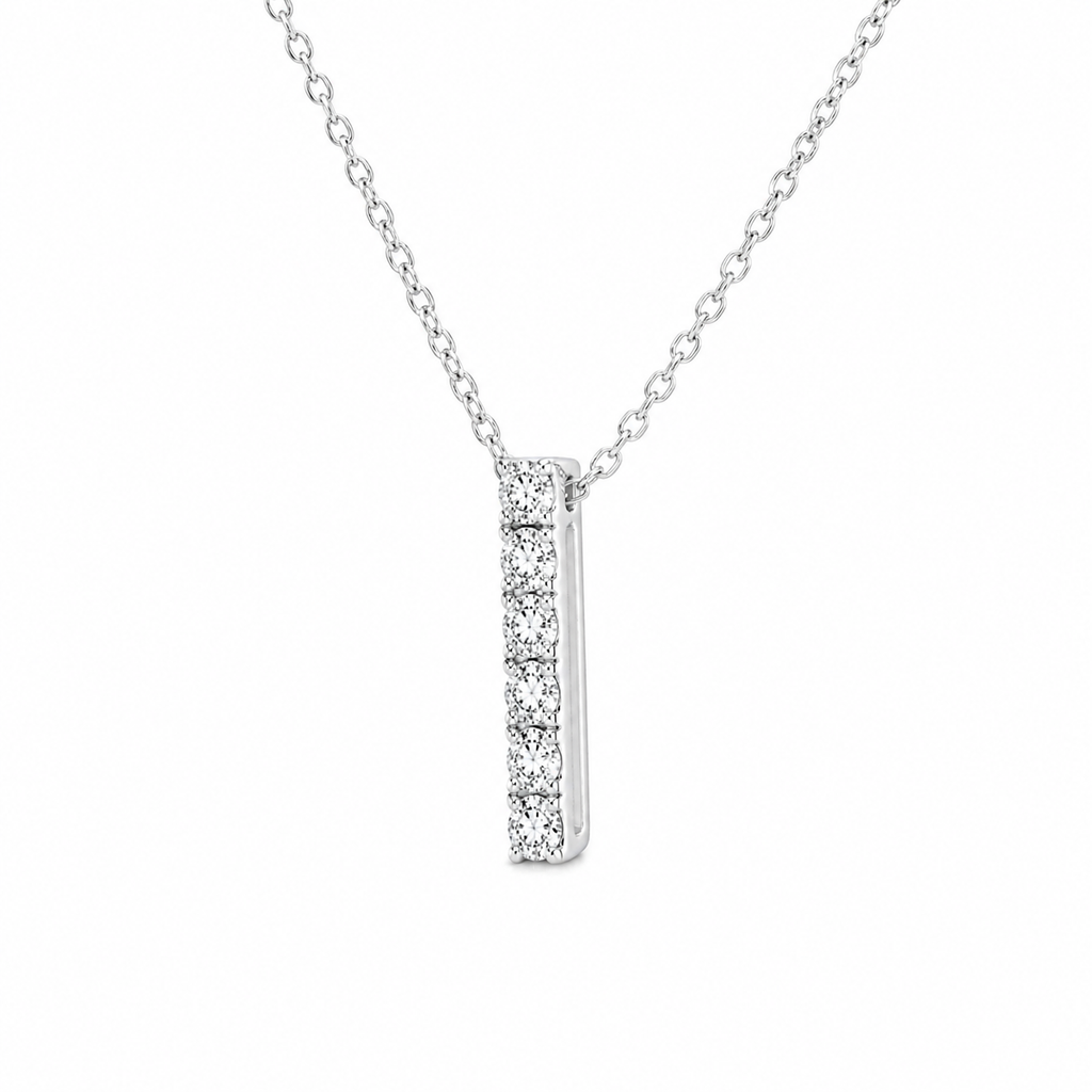 Diamond Vertical Bar Pendant Necklace