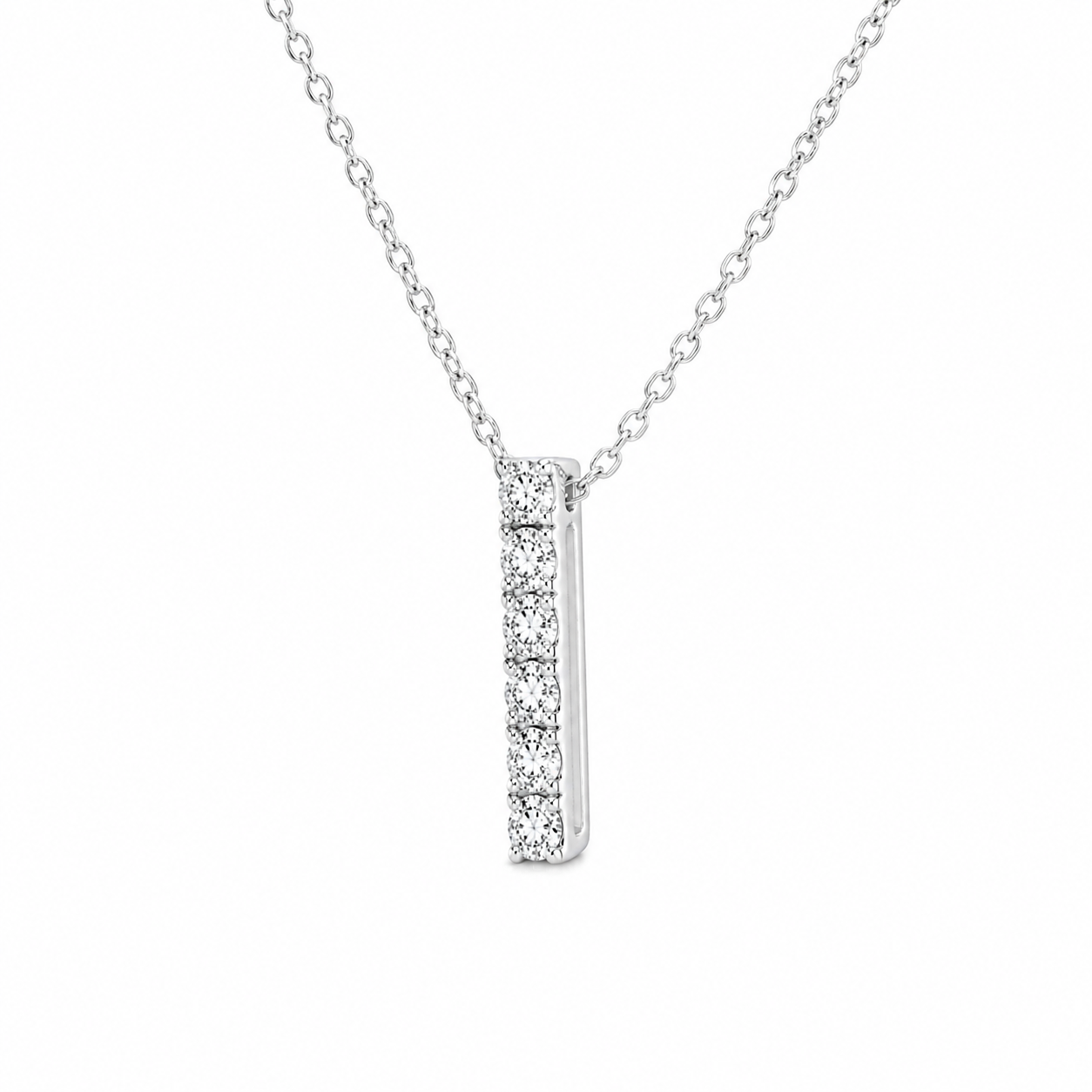 Diamond Vertical Bar Pendant Necklace