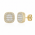 Diamond Baguette Cluster Stud Earrings