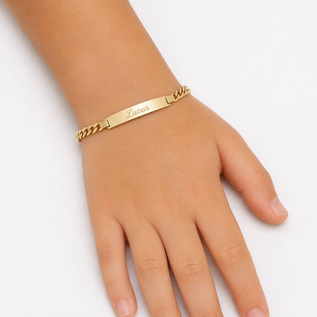 14K Gold Kids ID Bracelet