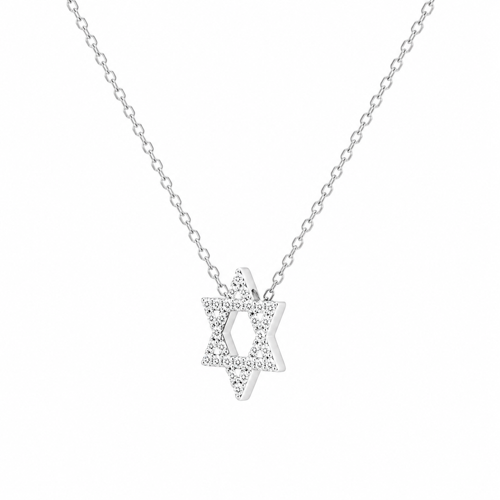 Diamond Star of David Pendant Necklace
