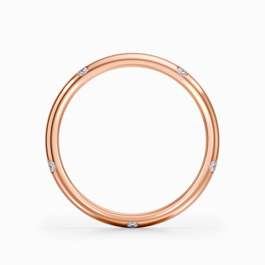 Inset Diamond Wedding Ring in Rose Gold (3 mm)