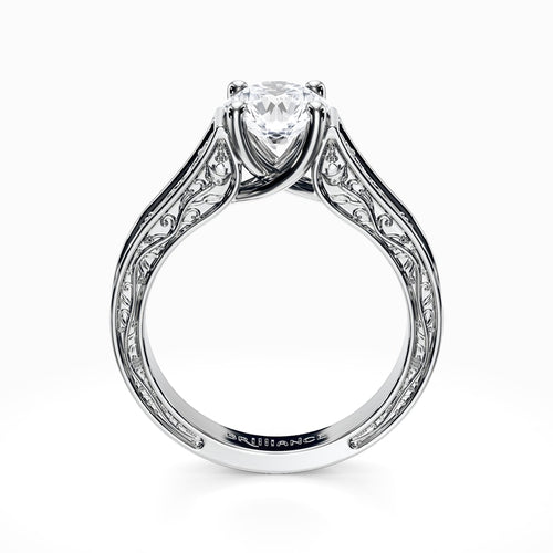 Antique Solitaire Engagement Ring in White Gold