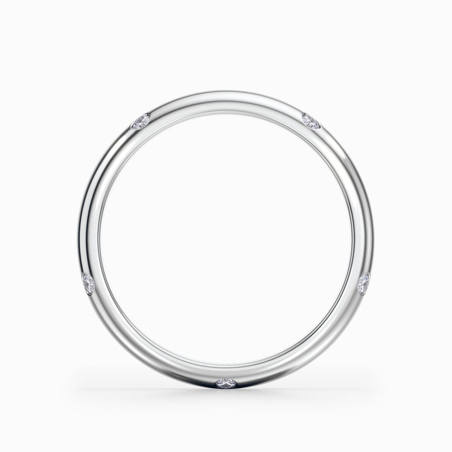 Inset Diamond Wedding Ring in White Gold (3 mm)