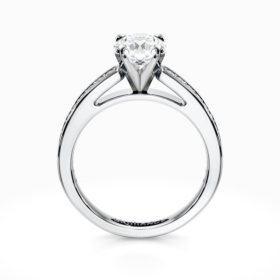 Pave Cathedral Engagement Ring In White Gold (0.24 carat)