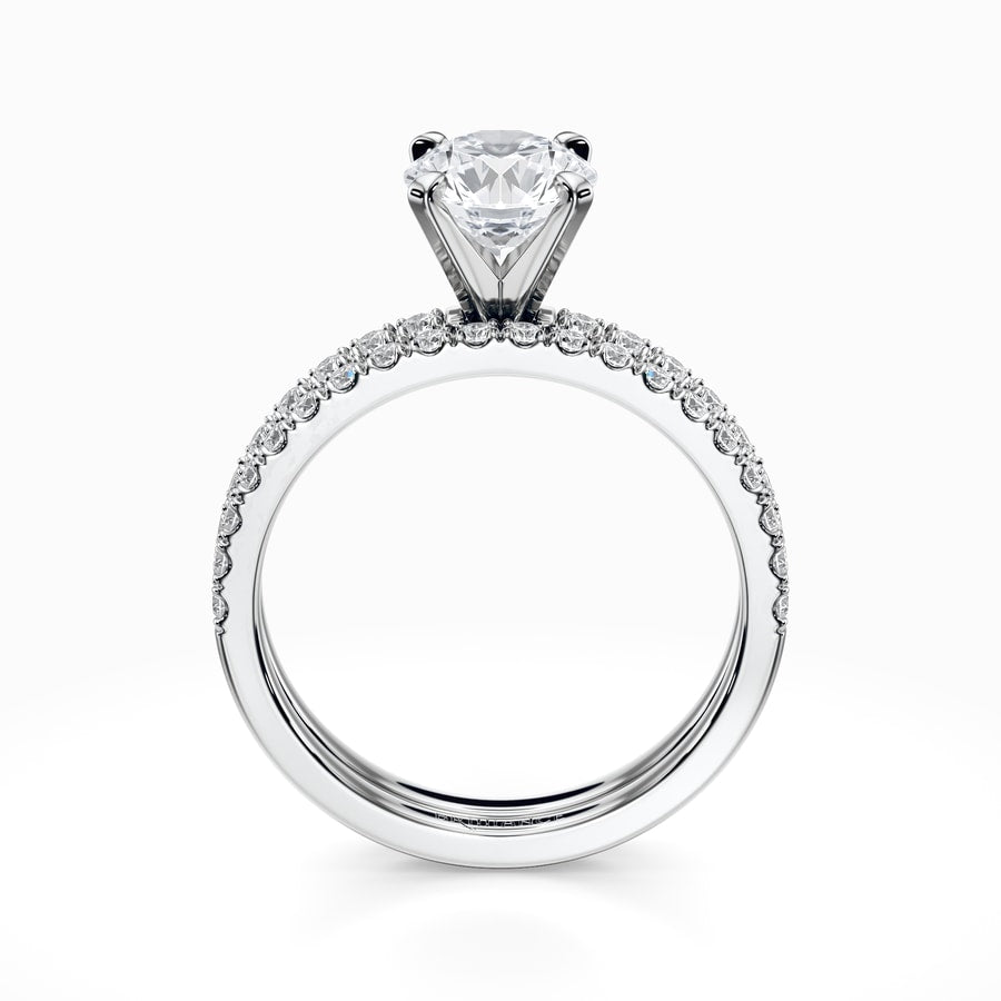 Petite Pave Diamond Bridal Set in White Gold