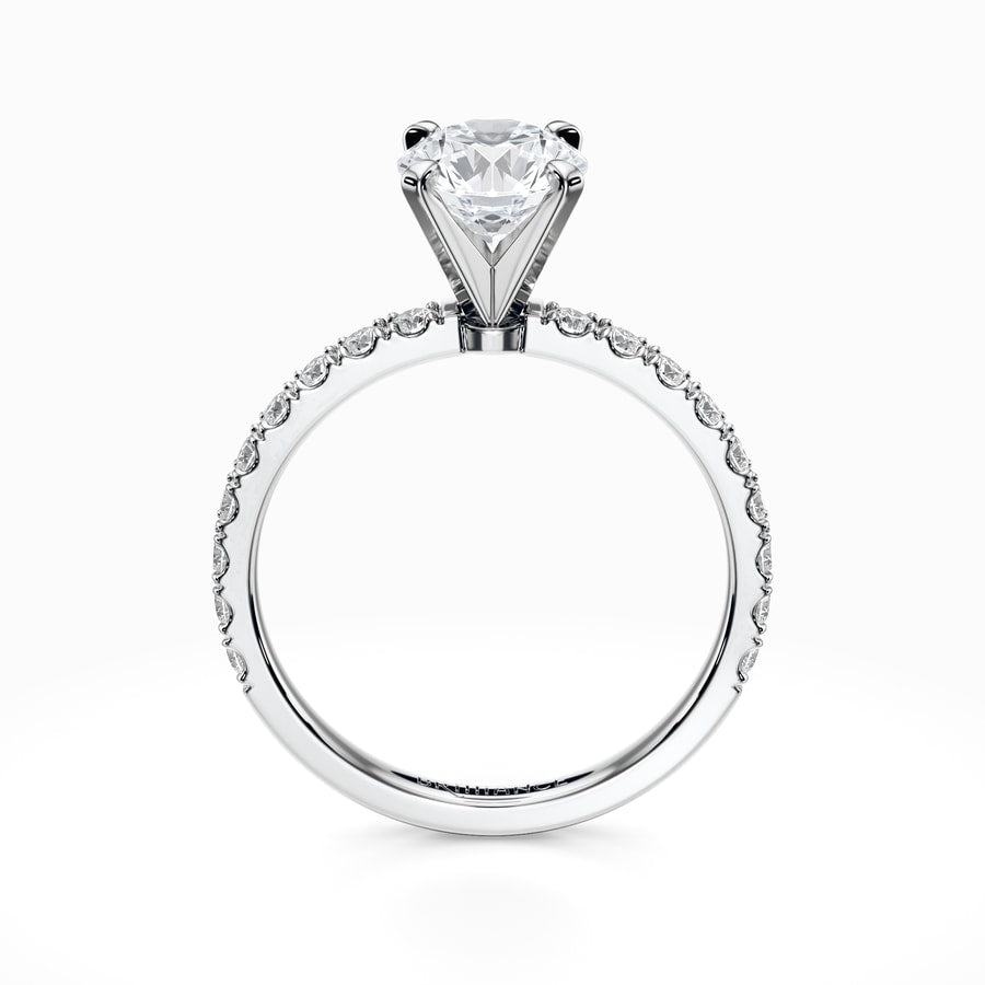 Petite Pave Diamond Engagement Ring in White Gold (0.32 Carat)