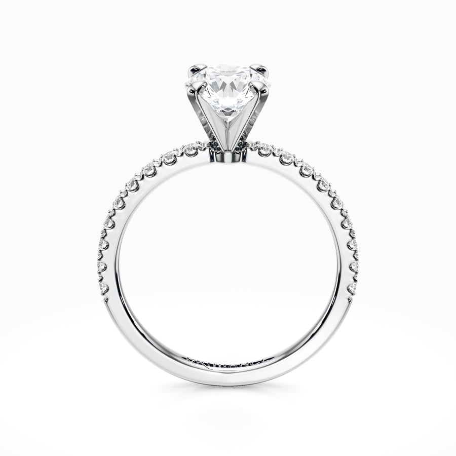 Petite Pave Diamond Engagement Ring In Platinum (0.22 Carat)
