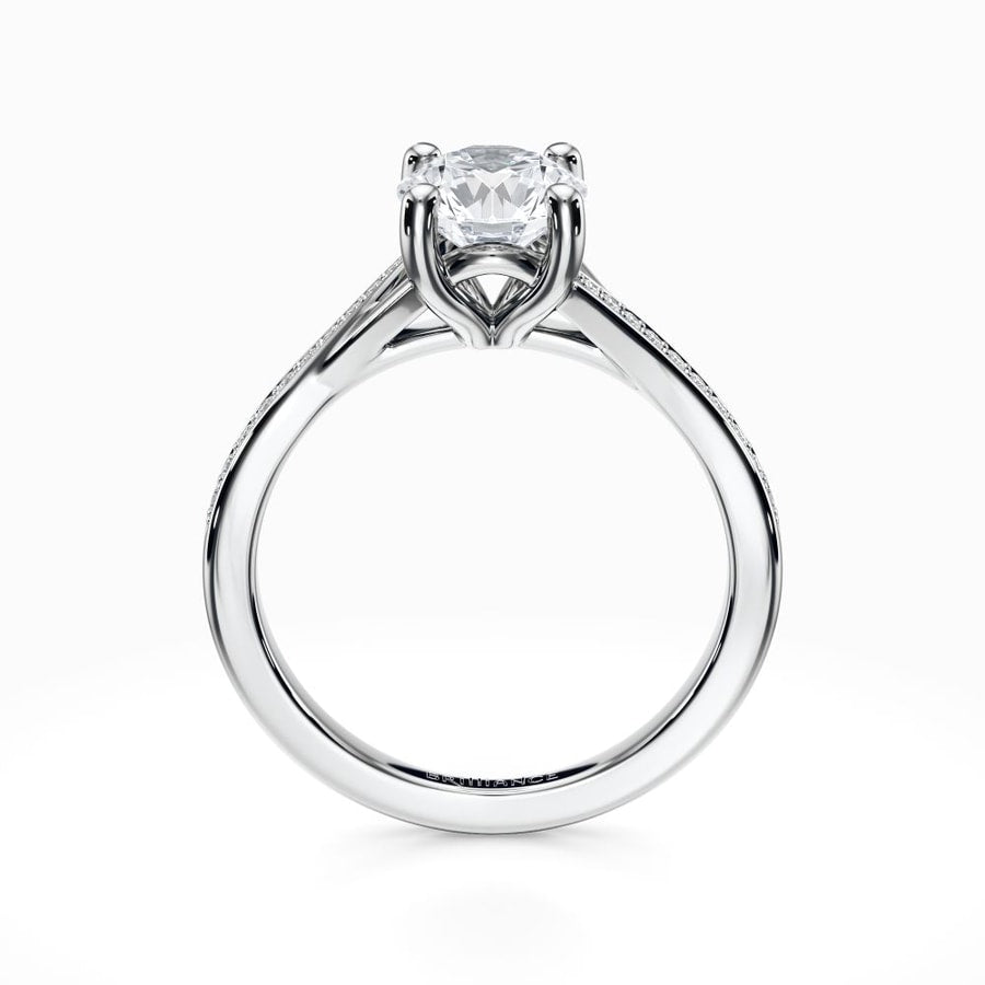 Split Shank Micro Pave Engagement Ring in White Gold