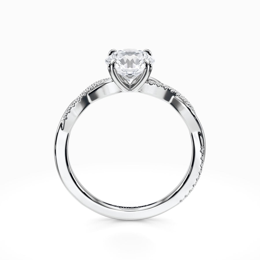 Twisted Band Engagement Ring In White Gold