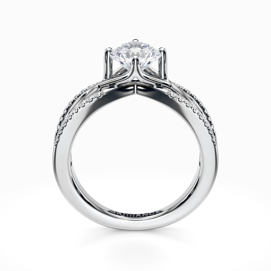 Twisted Split Shank Diamond Engagement Ring in White Gold