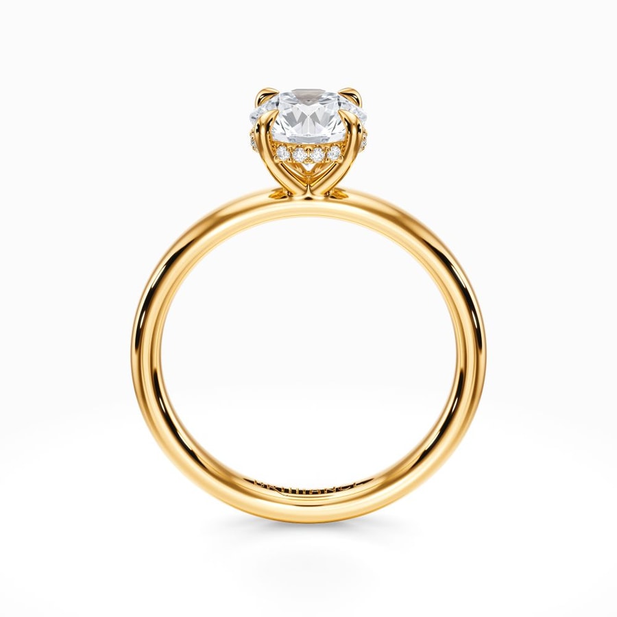 Hidden Diamond Halo Engagement Ring in Yellow Gold (2.6 mm)