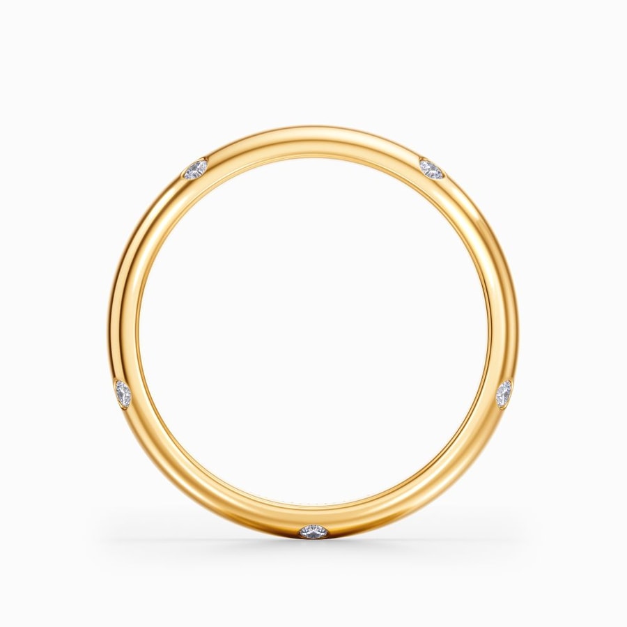 Inset Diamond Wedding Ring in Yellow Gold (3 mm)