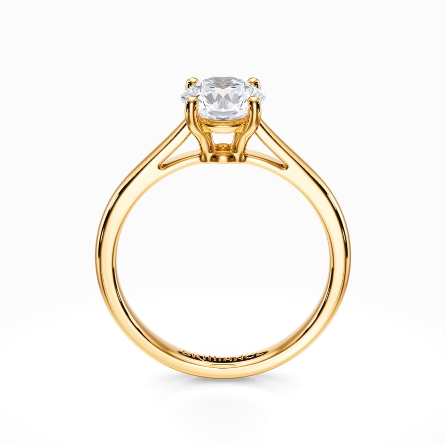 Petite Cathedral Solitaire Engagement Ring in Yellow Gold