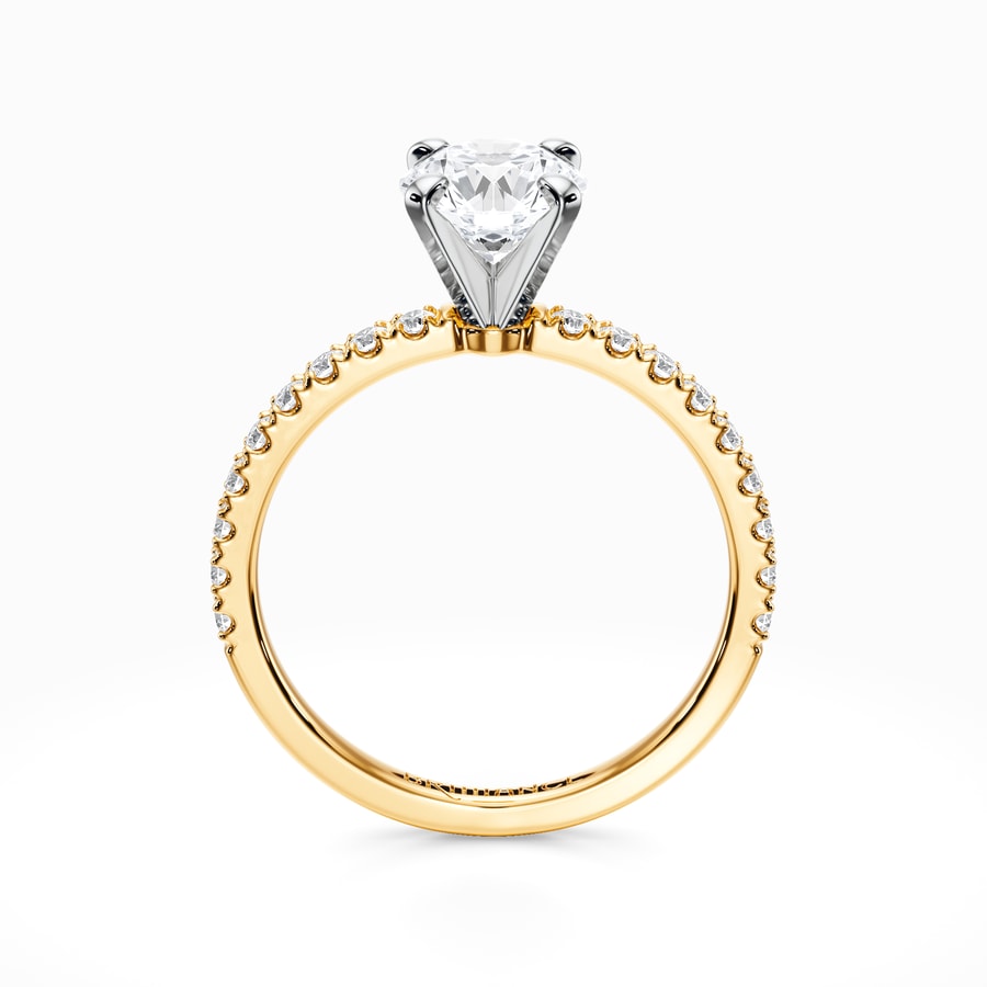 Petite Pave Diamond Engagement Ring In Yellow Gold (0.22 Carat)