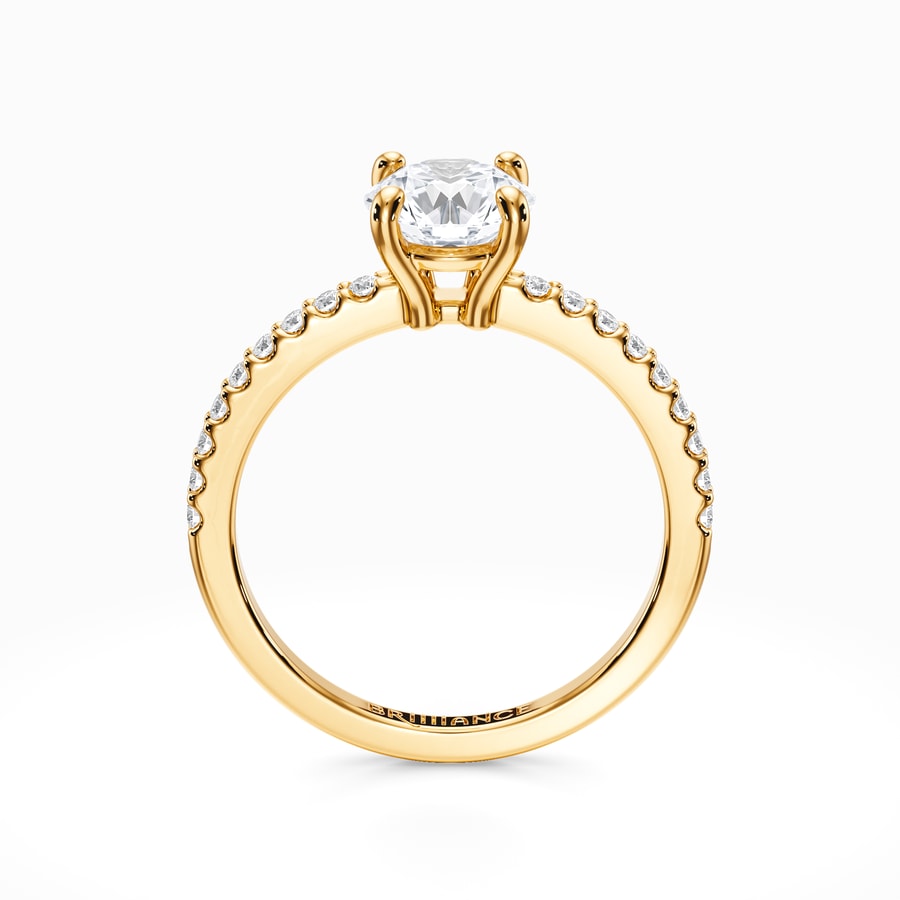 Scallop Diamond Engagement Ring in Yellow Gold (0.18 Carat)
