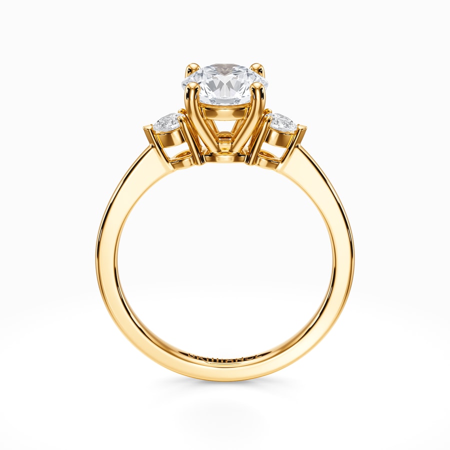 Three-Stone Pear Cut Diamond Ring In Yellow Gold (0.24 Carat)