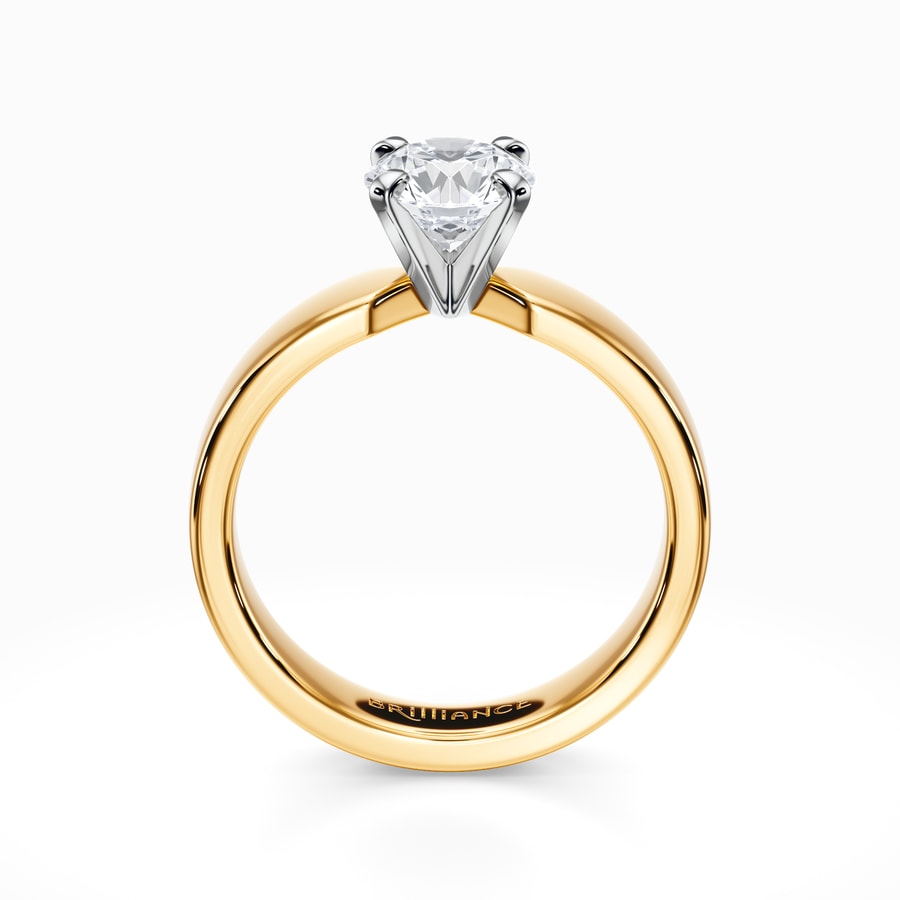 Flat Solitaire Engagement Ring in Yellow Gold (4 mm)