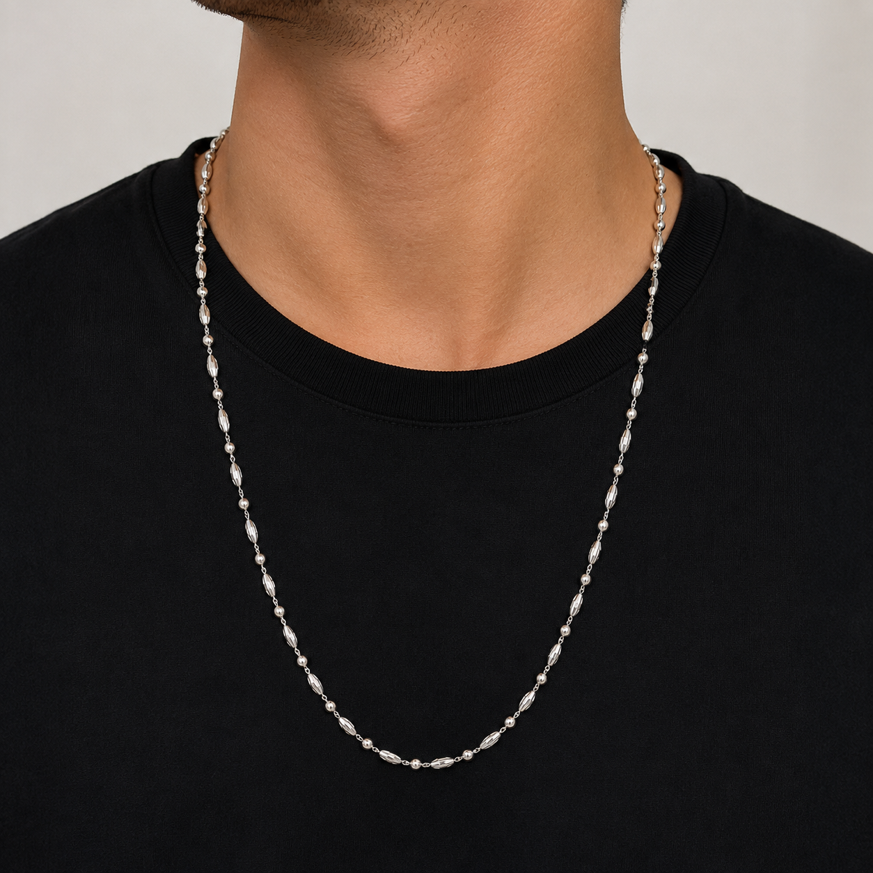 14K Gold Typhoon Bead Chain Necklace