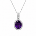 Amethyst & Diamond Halo Necklace