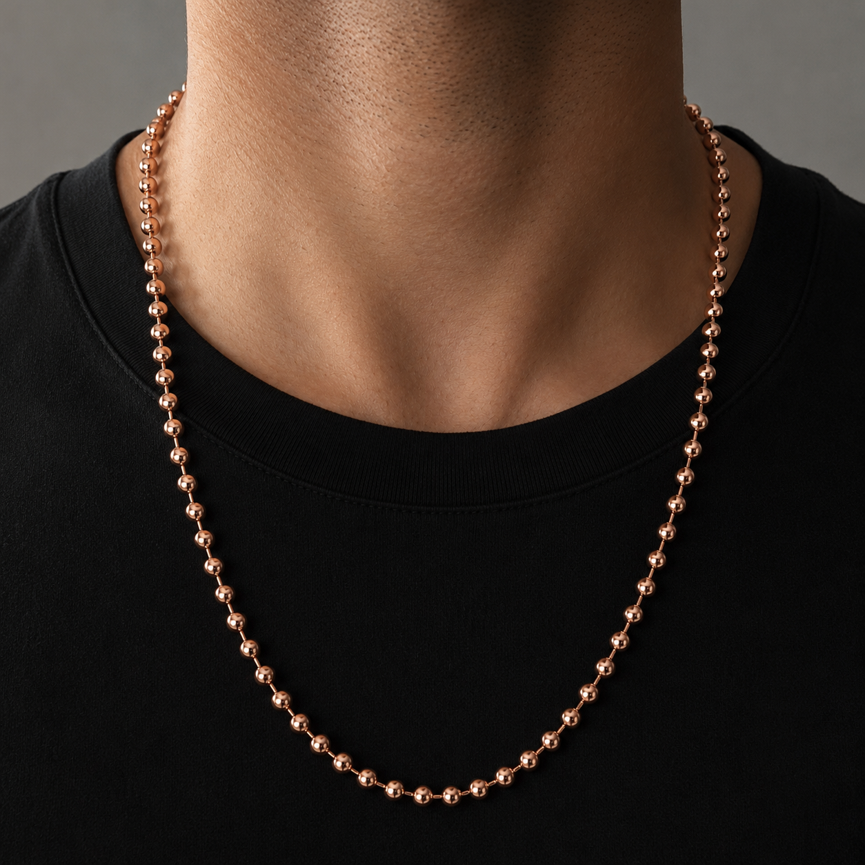 14K Gold Moon Cut Bead Ball Necklace