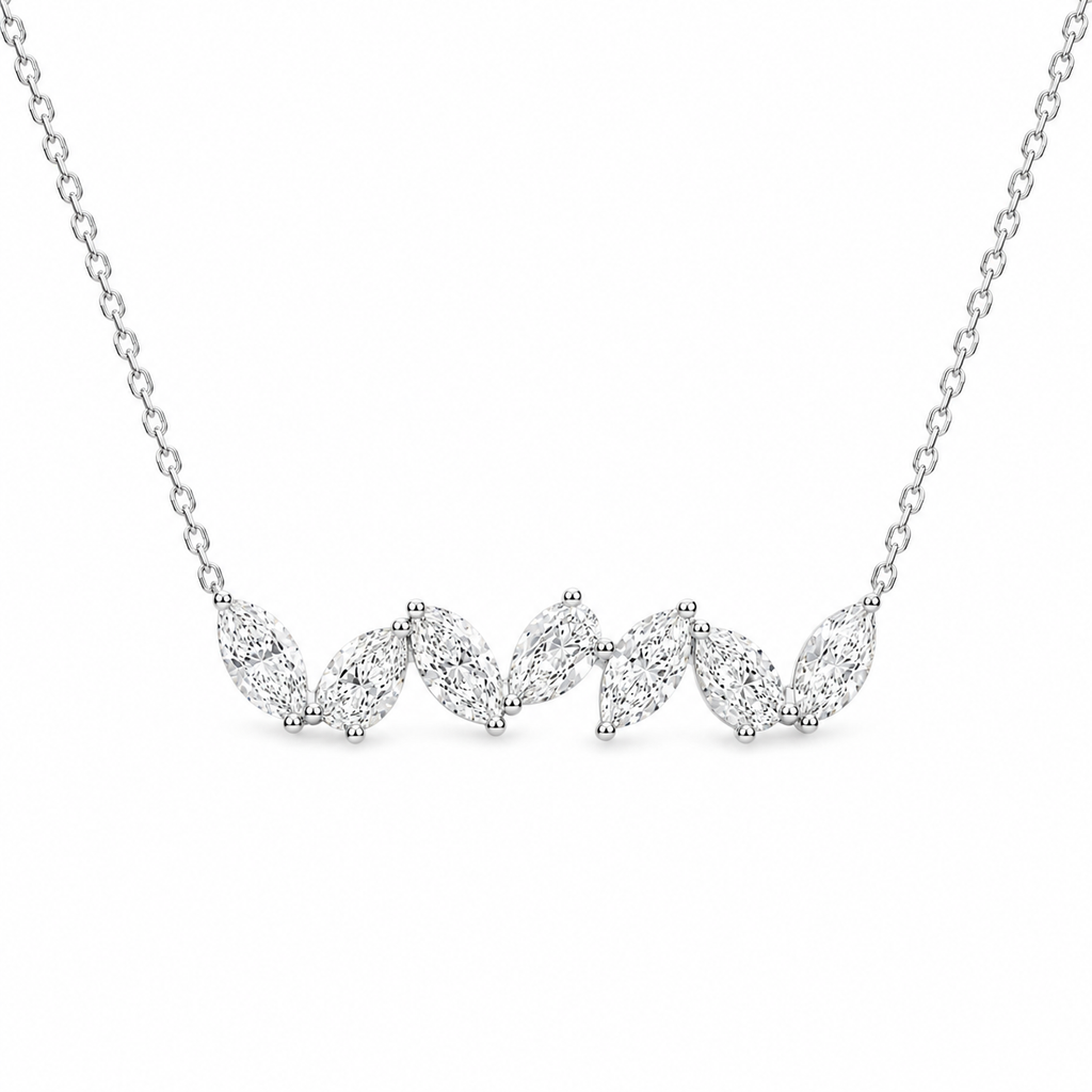 Marquise & Pear-Shape Diamond Bar Necklace