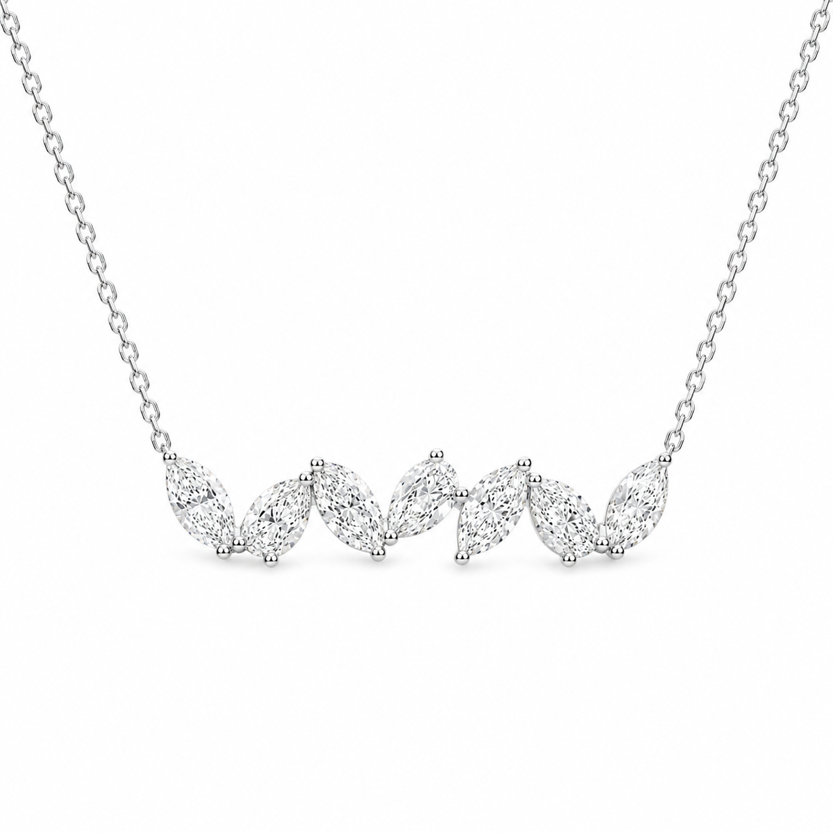 Marquise & Pear-Shape Diamond Bar Necklace