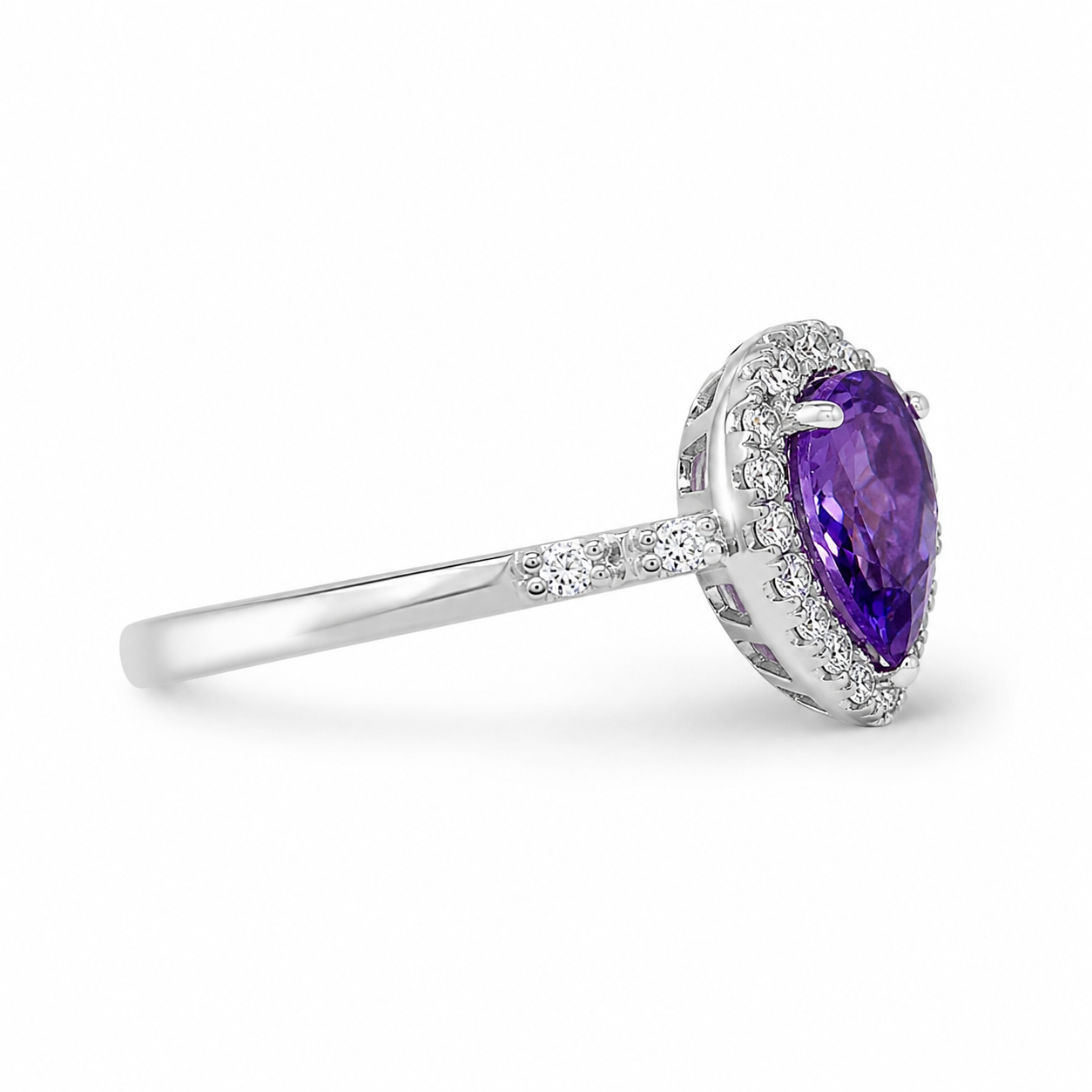 Vintage Amethyst & Diamond Halo Ring