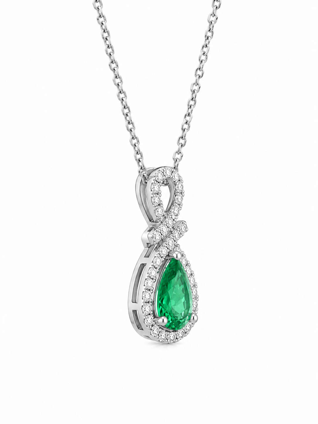 Emerald & Diamond Pendant Necklace