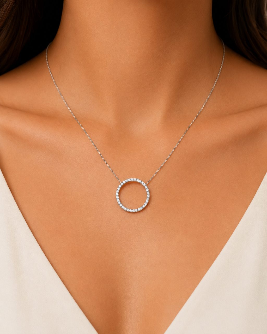 Diamond Circle Pendant Necklace