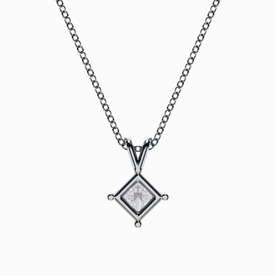 1/2 Carat Lab Diamond Princess Pendant in White Gold