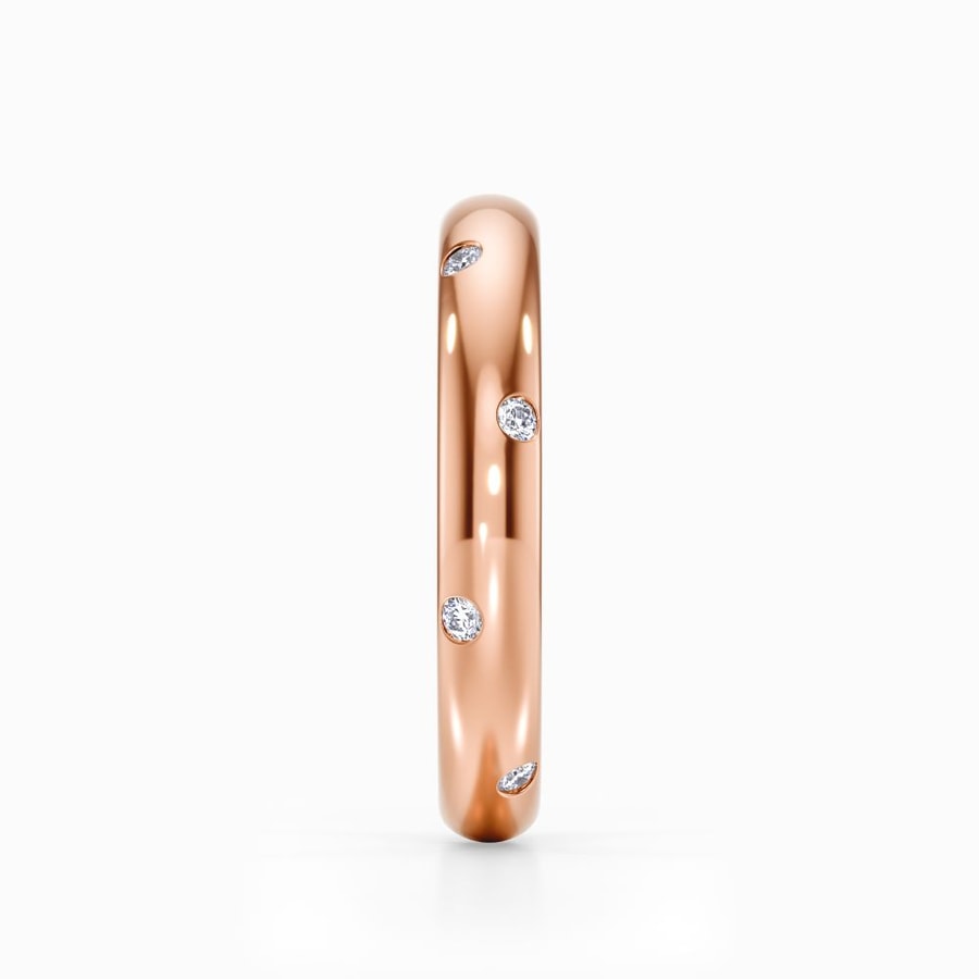 Inset Diamond Wedding Ring in Rose Gold (3 mm)