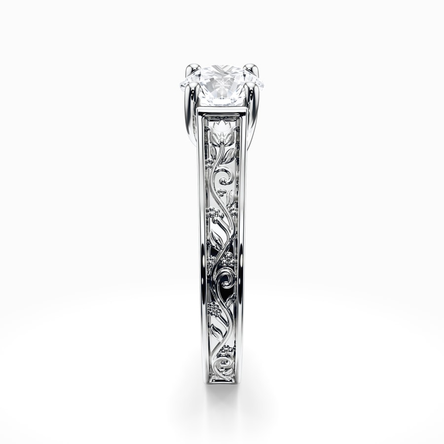 Antique Solitaire Engagement Ring in White Gold