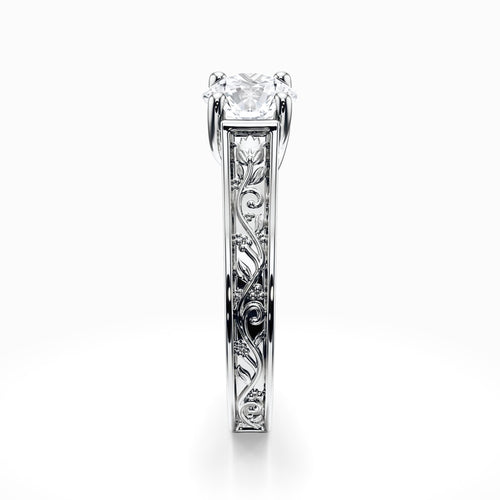 Antique Solitaire Engagement Ring in White Gold