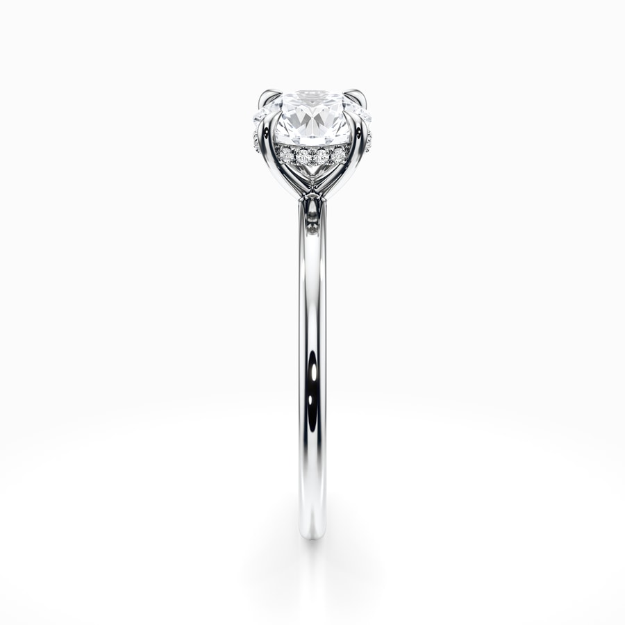 Hidden Diamond Halo Engagement Ring in White Gold