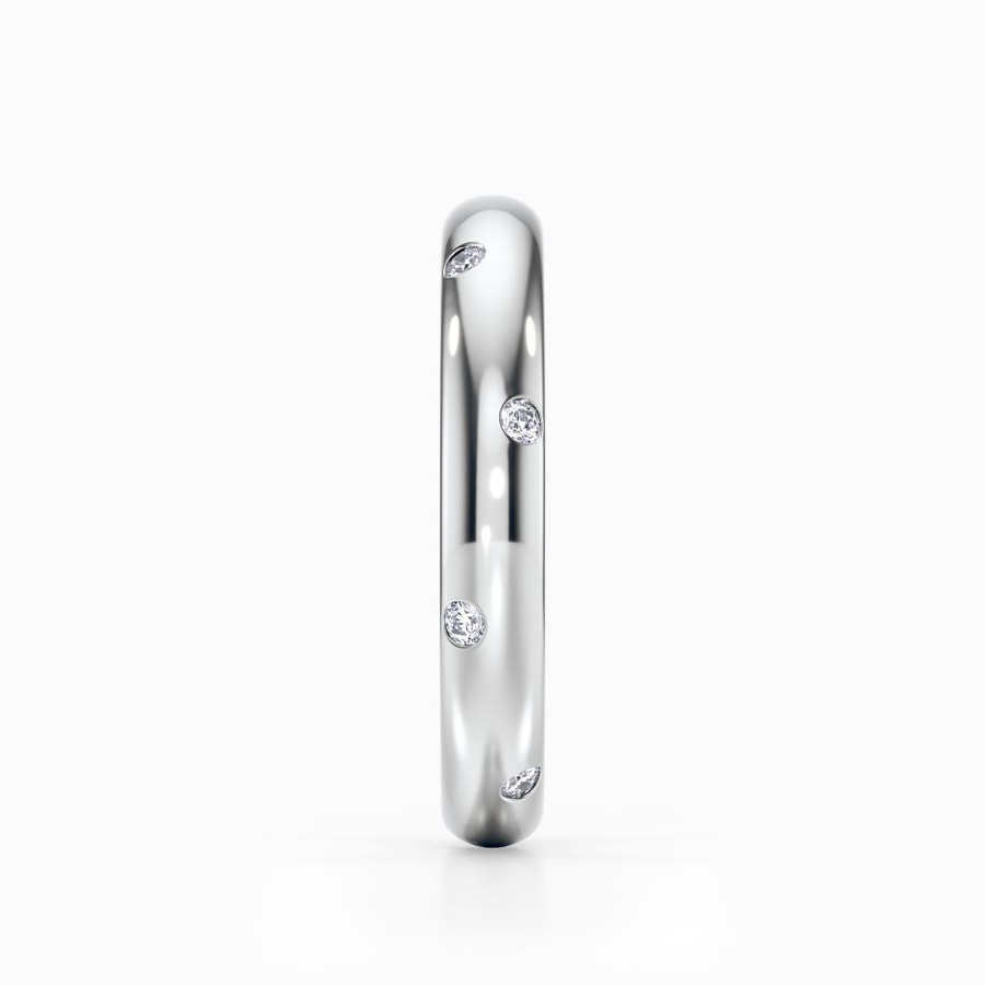 Inset Diamond Wedding Ring in White Gold (3 mm)
