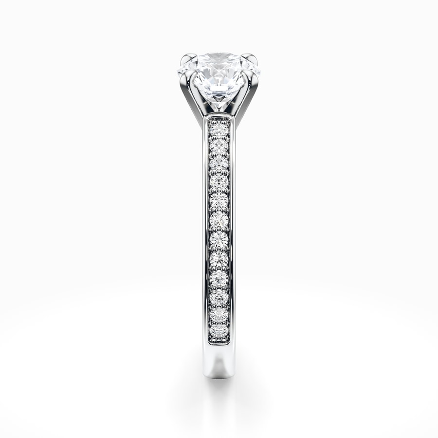 Pave Cathedral Engagement Ring In White Gold (0.24 carat)