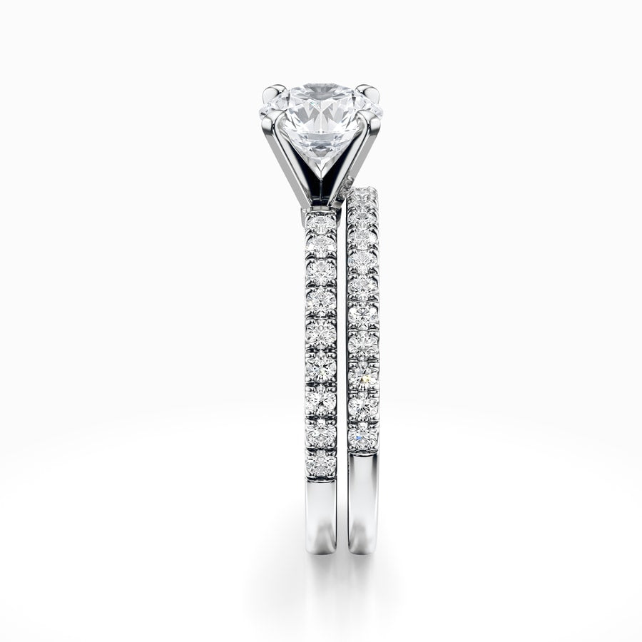 Petite Pave Diamond Bridal Set in White Gold