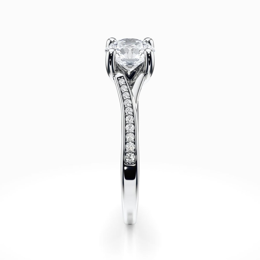 Split Shank Micro Pave Engagement Ring in White Gold
