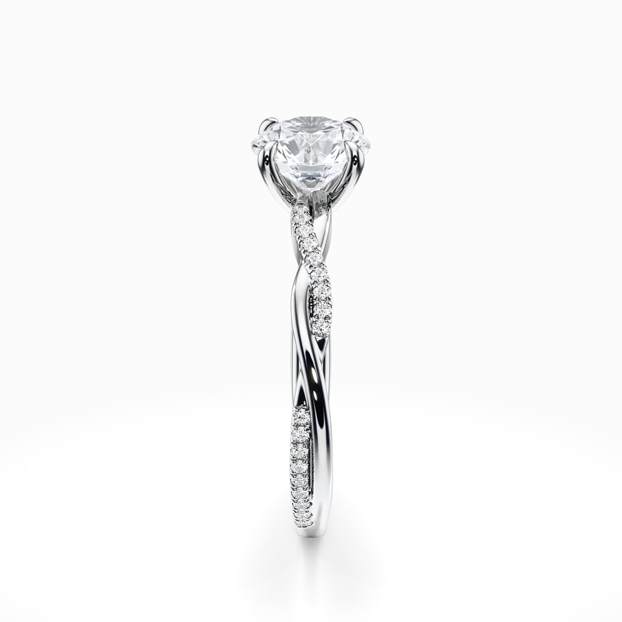 Twisted Band Engagement Ring In White Gold