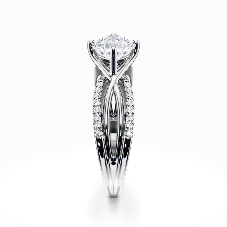 Twisted Split Shank Diamond Engagement Ring in White Gold